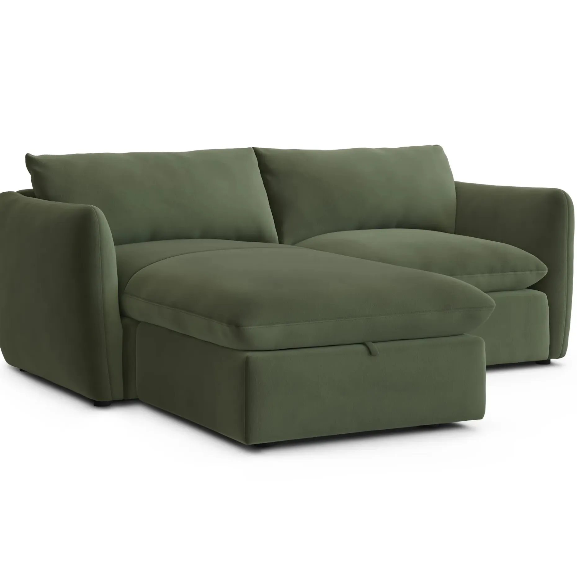 Leigh 86" Velvet Reversible Storage Sectional - Hale Fir Green