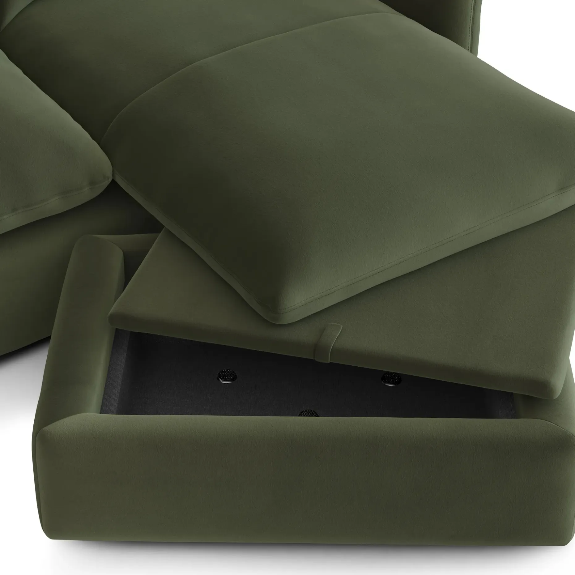 Leigh 86" Velvet Reversible Storage Sectional - Hale Fir Green