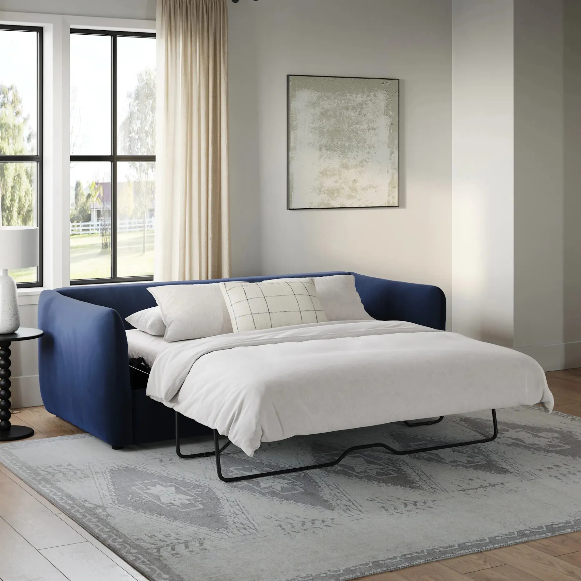 Leigh 86" Velvet Reversible Storage Sleeper Sectional - Hale Ink