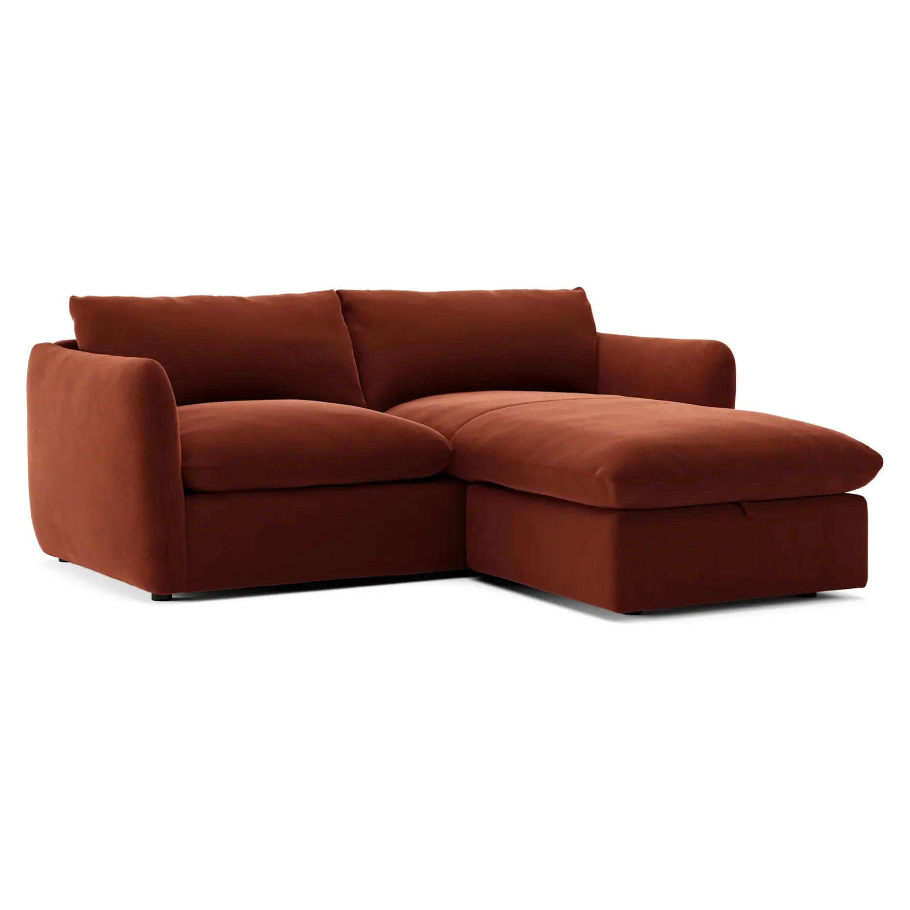 Leigh 86" Velvet Reversible Storage Sleeper Sectional - Hale Rust