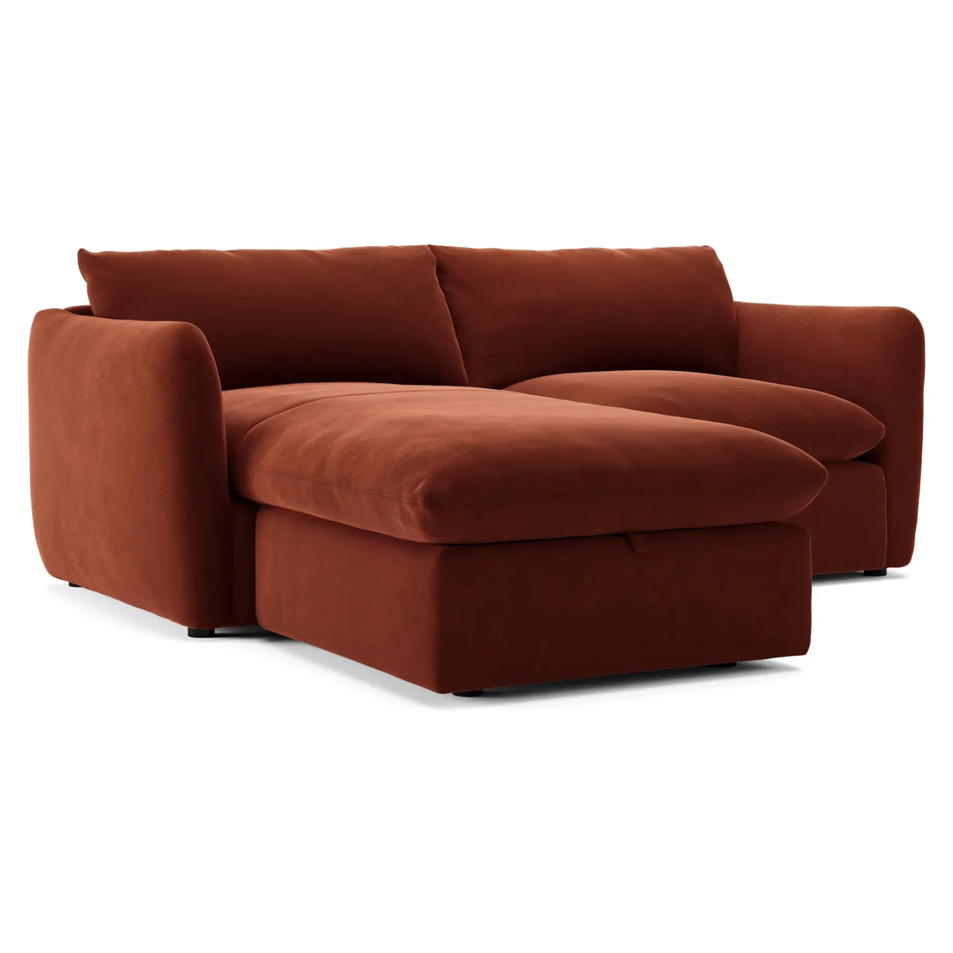Leigh 86" Velvet Reversible Storage Sleeper Sectional - Hale Rust