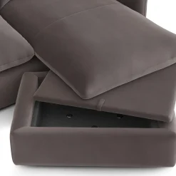 Leigh 86" Velvet Reversible Storage Sleeper Sectional - Hale Warm Gray