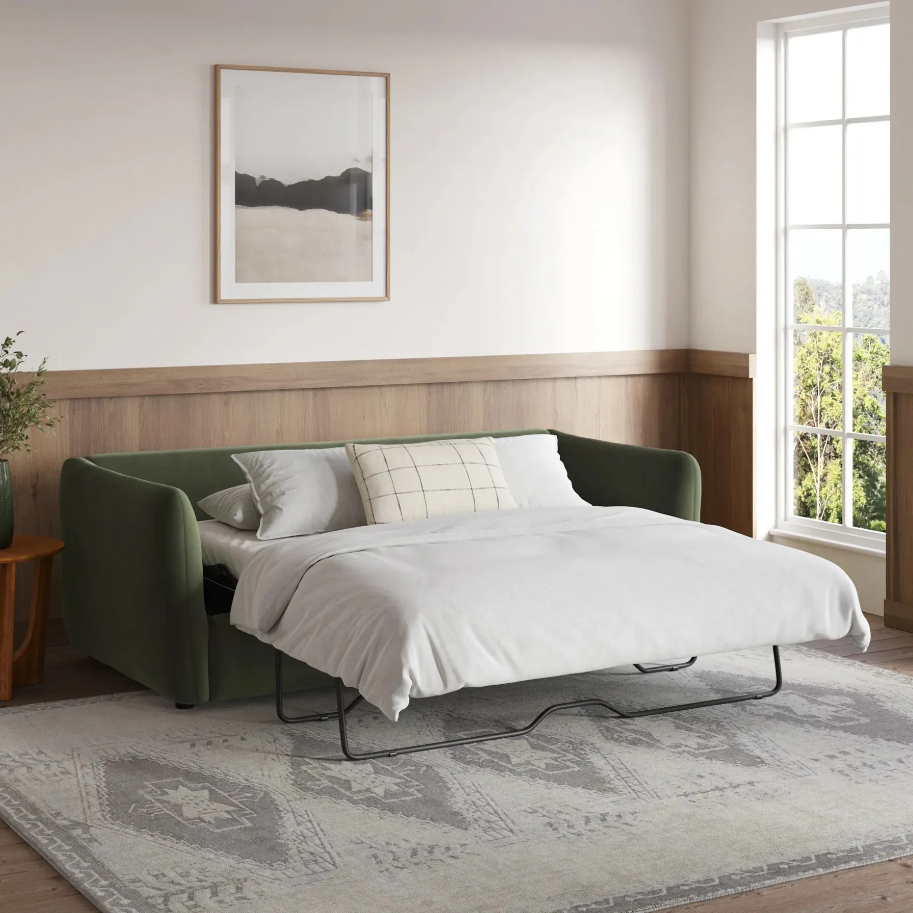 Leigh 86" Velvet Reversible Storage Sleeper Sectional - Hale Fir Green