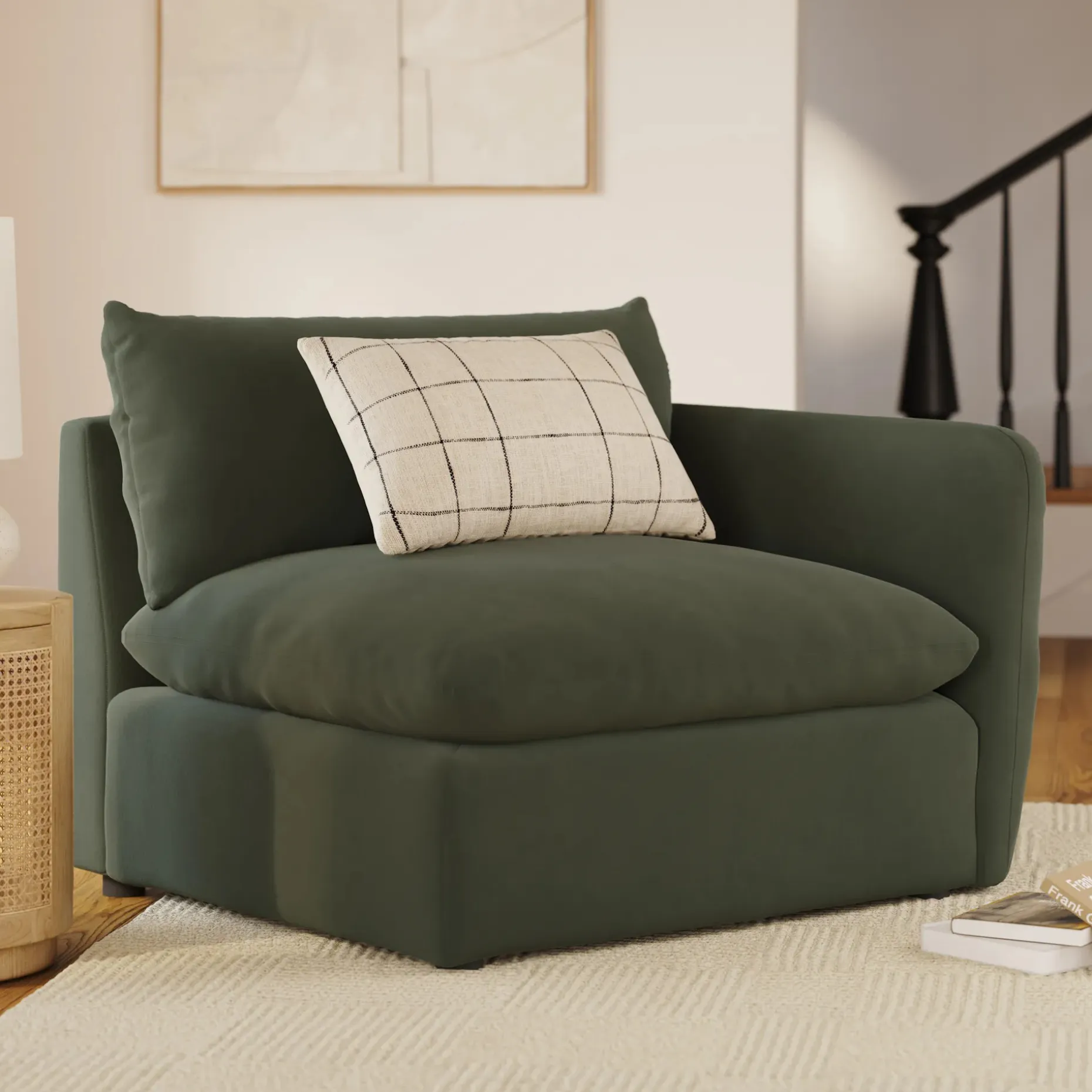 Leigh 46" Velvet Right Arm Module - Hale Fir Green