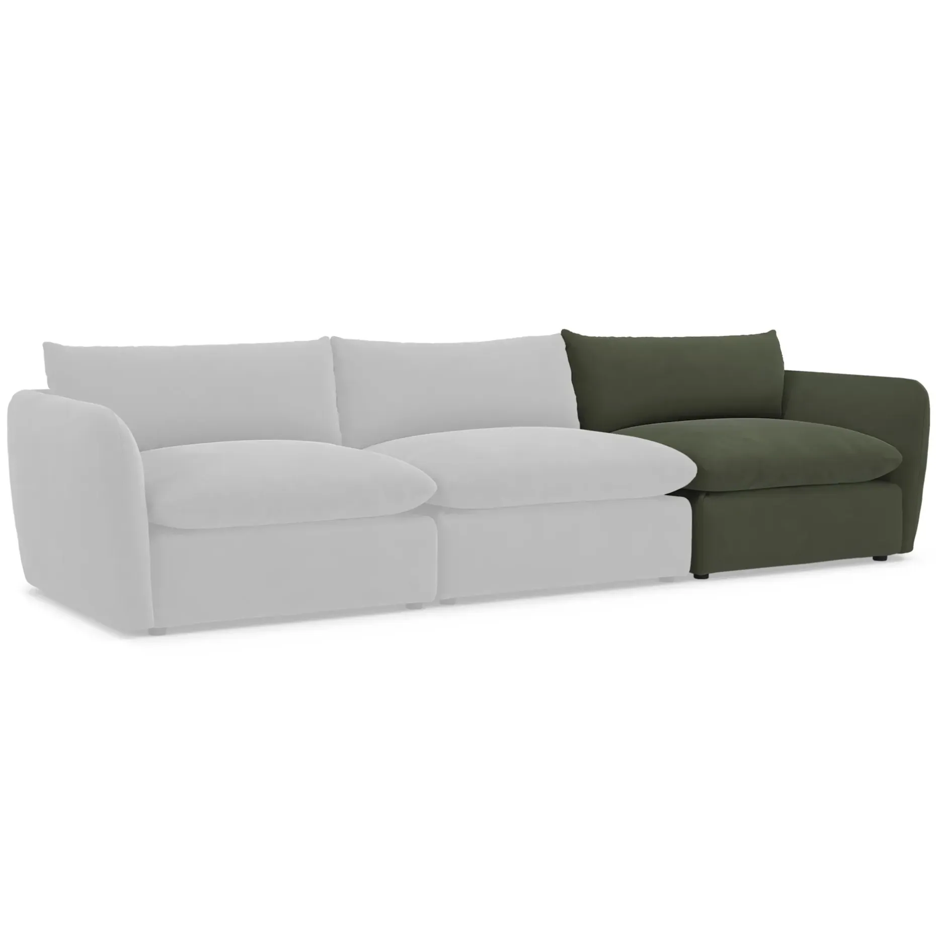 Leigh 46" Velvet Right Arm Module - Hale Fir Green