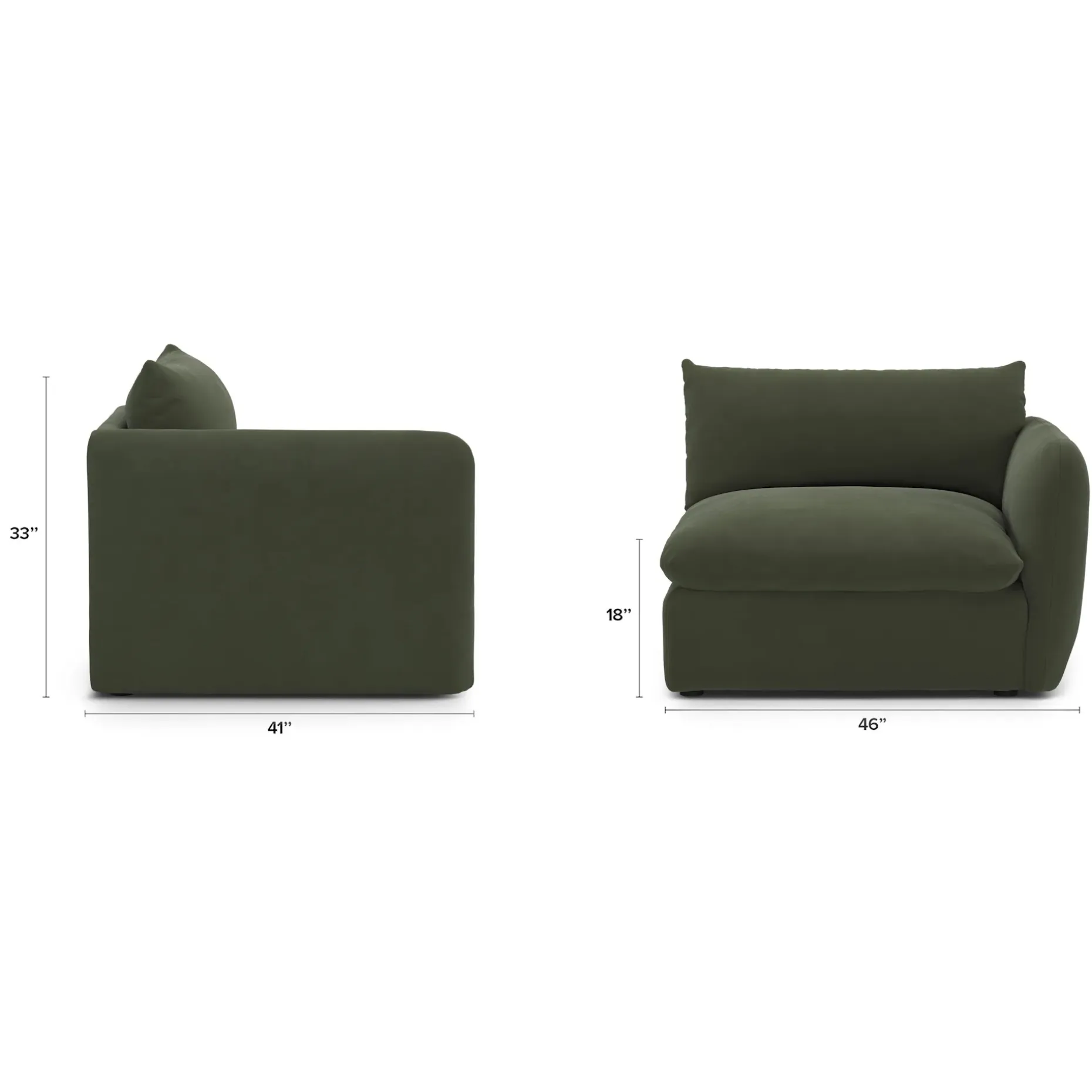 Leigh 46" Velvet Right Arm Module - Hale Fir Green