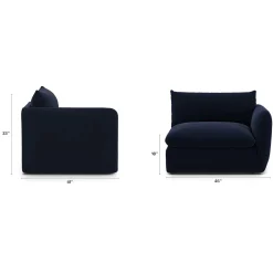 Leigh 46" Velvet Right Arm Module - Hale Ink