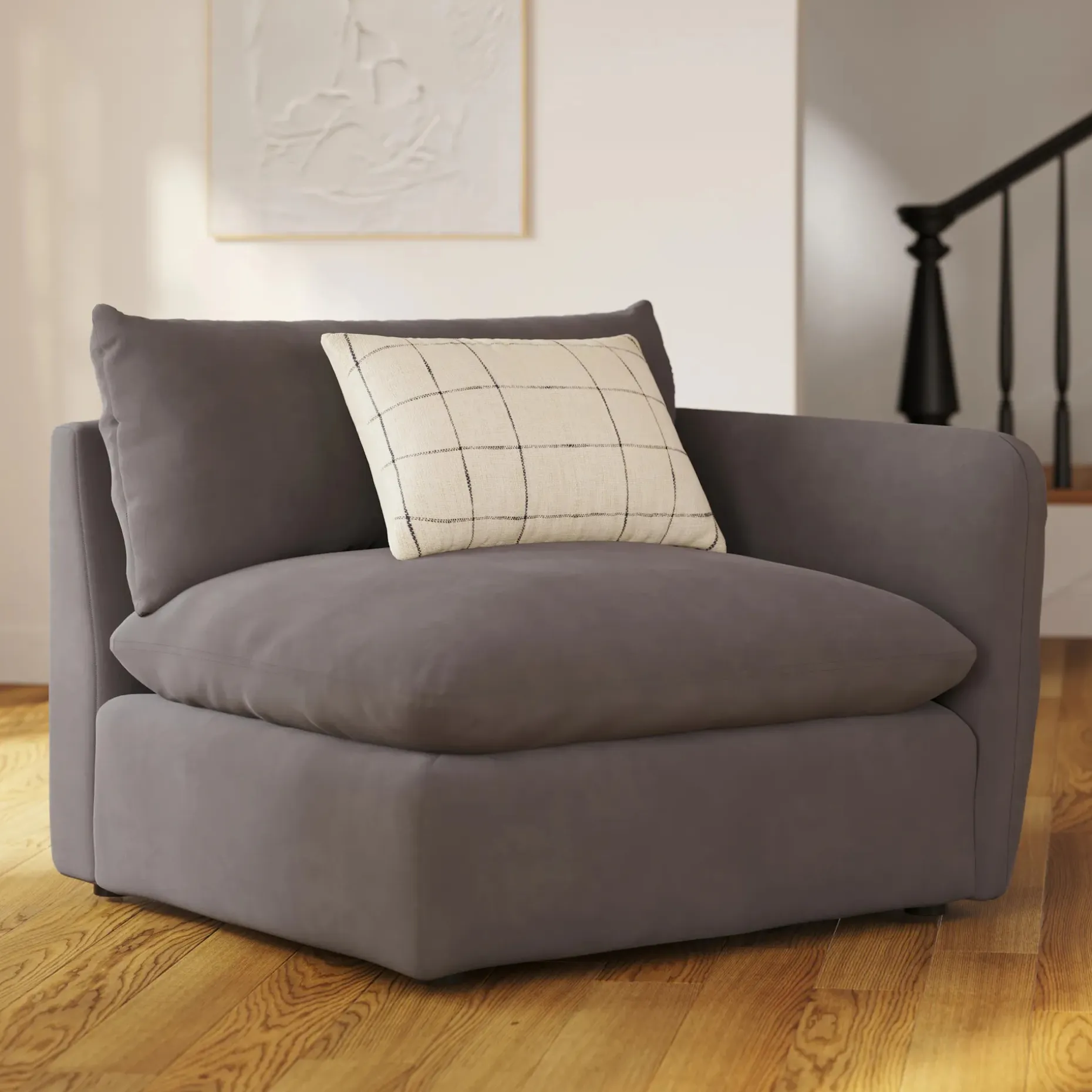 Leigh 46" Velvet Right Arm Module - Hale Warm Gray