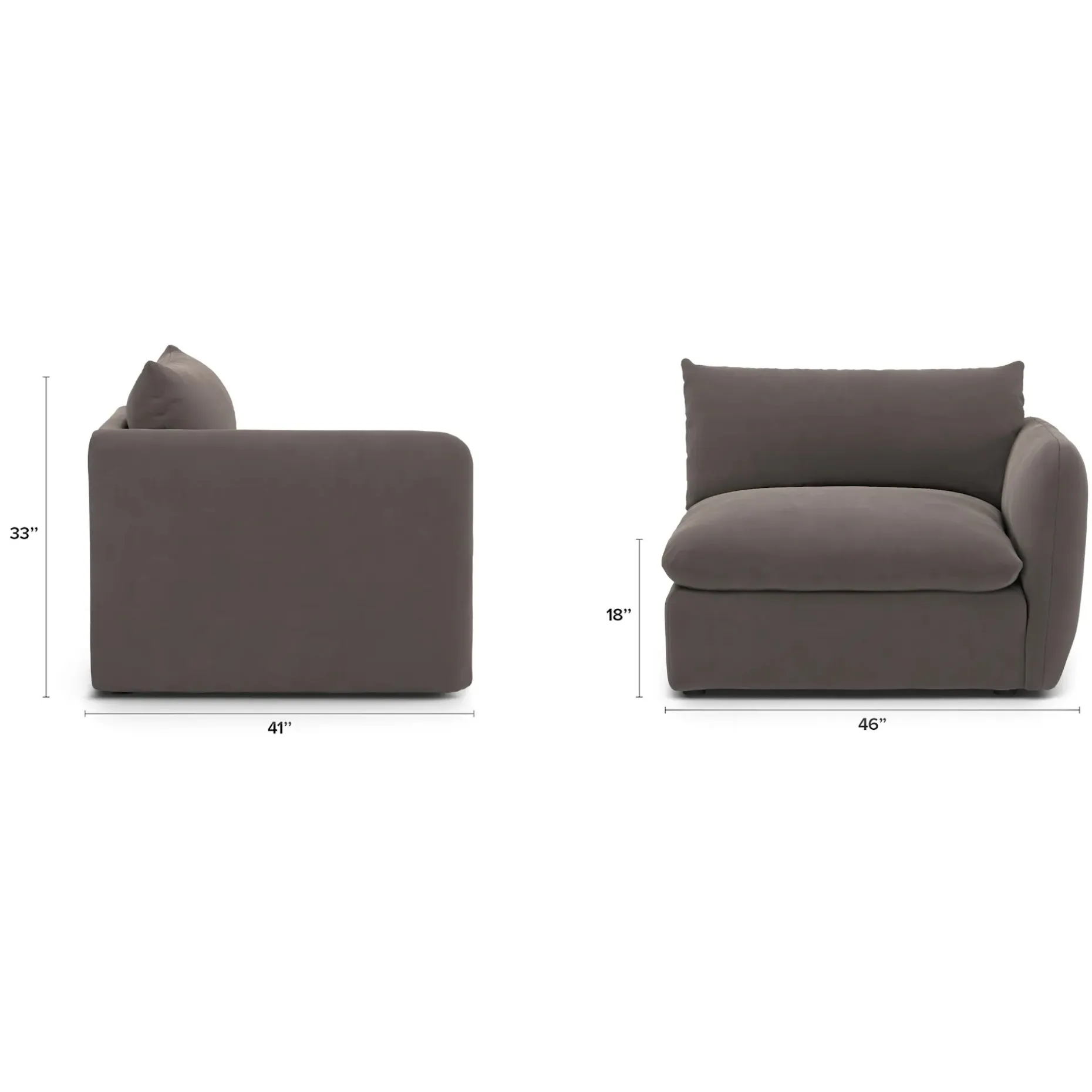 Leigh 46" Velvet Right Arm Module - Hale Warm Gray