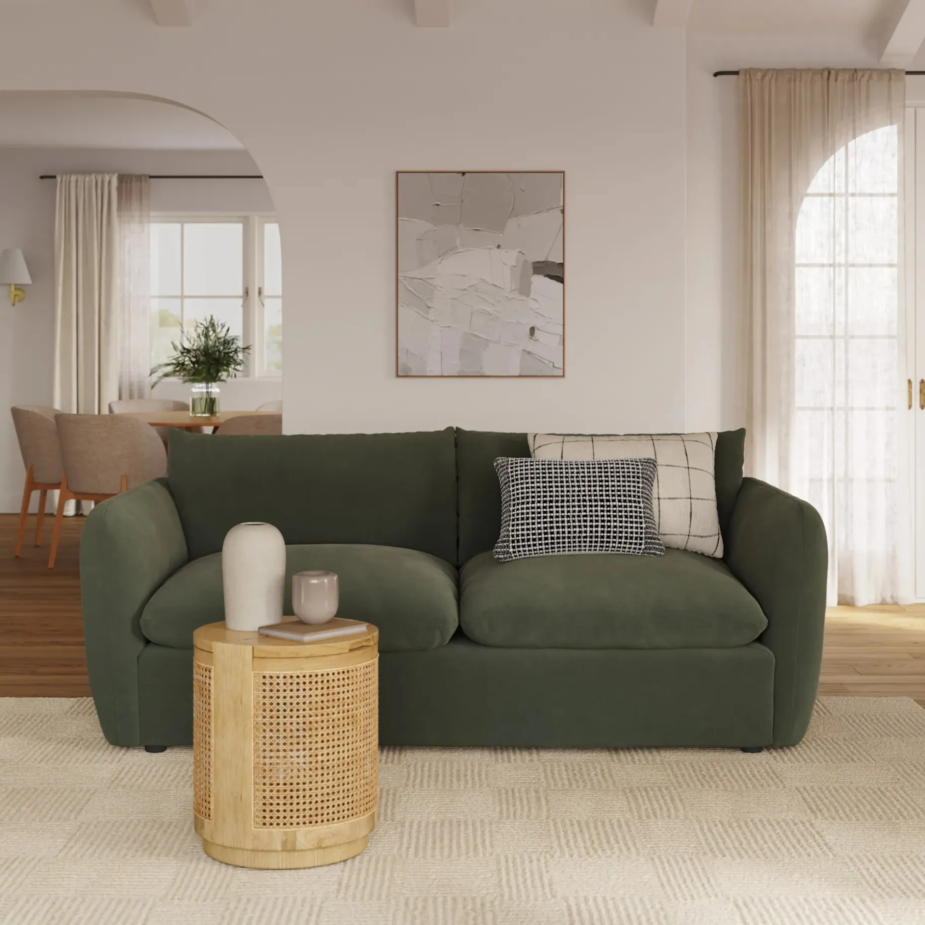 Leigh 86" Velvet Sofa Bed - Hale Fir Green