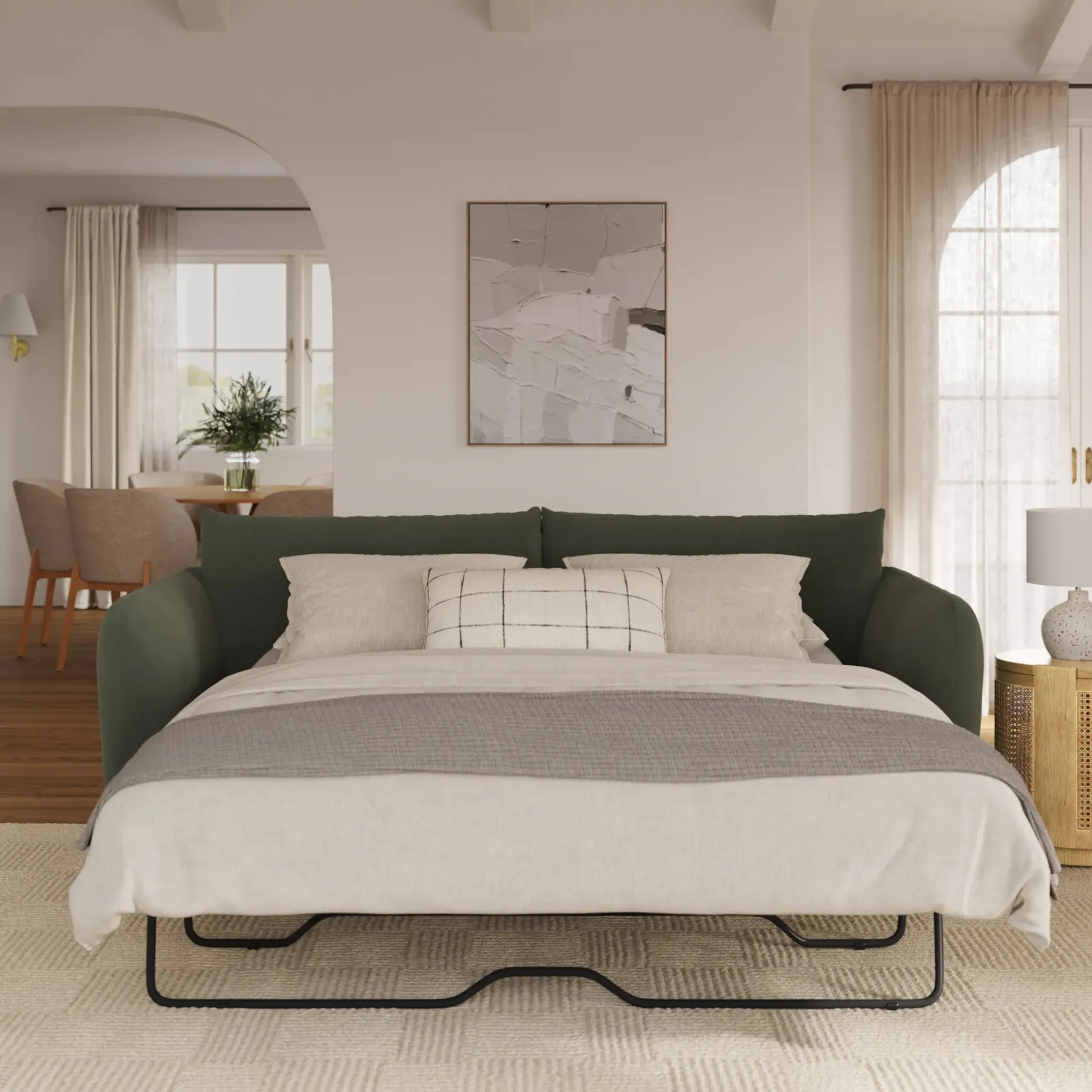 Leigh 86" Velvet Sofa Bed - Hale Fir Green