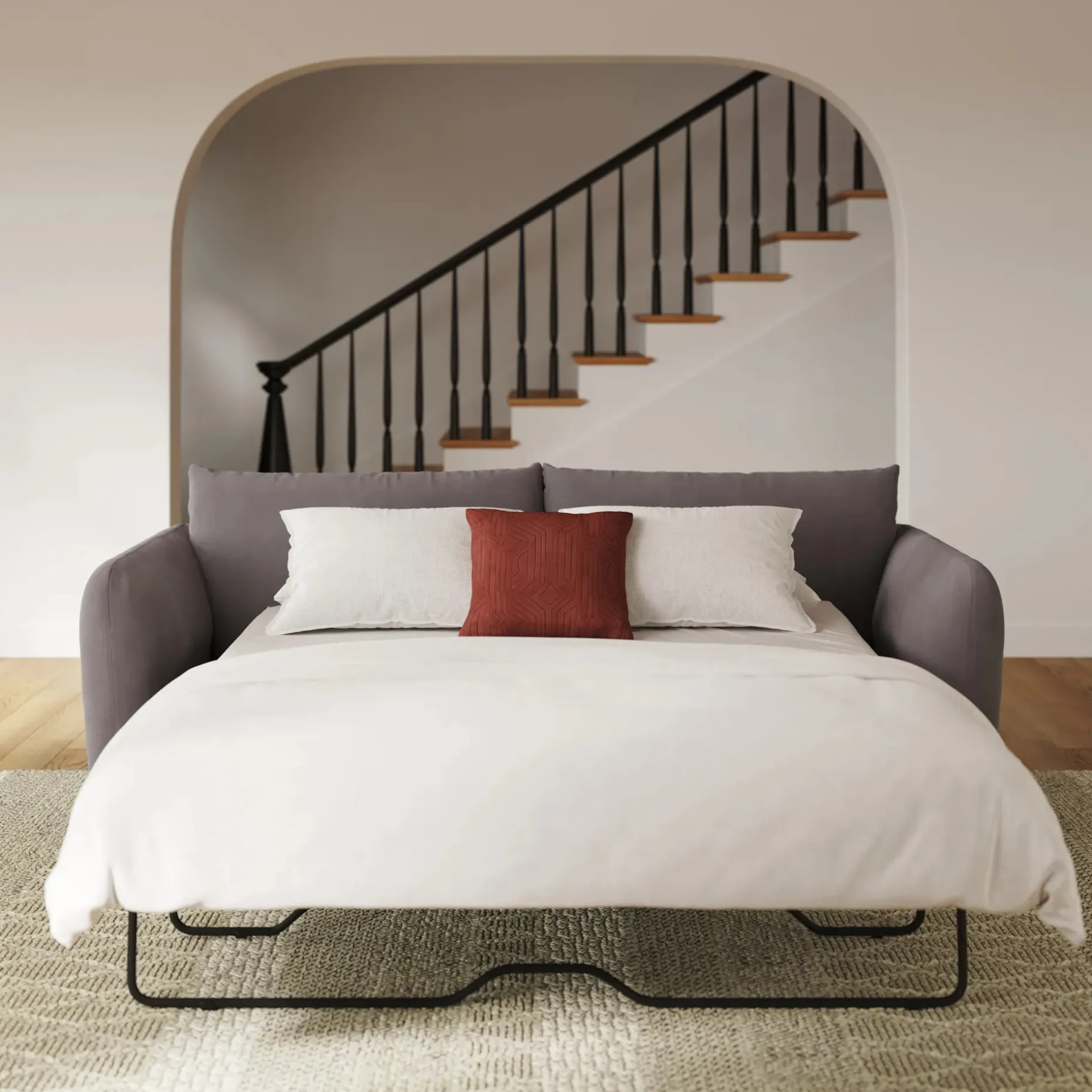Leigh 86" Velvet Sofa Bed - Hale Warm Gray