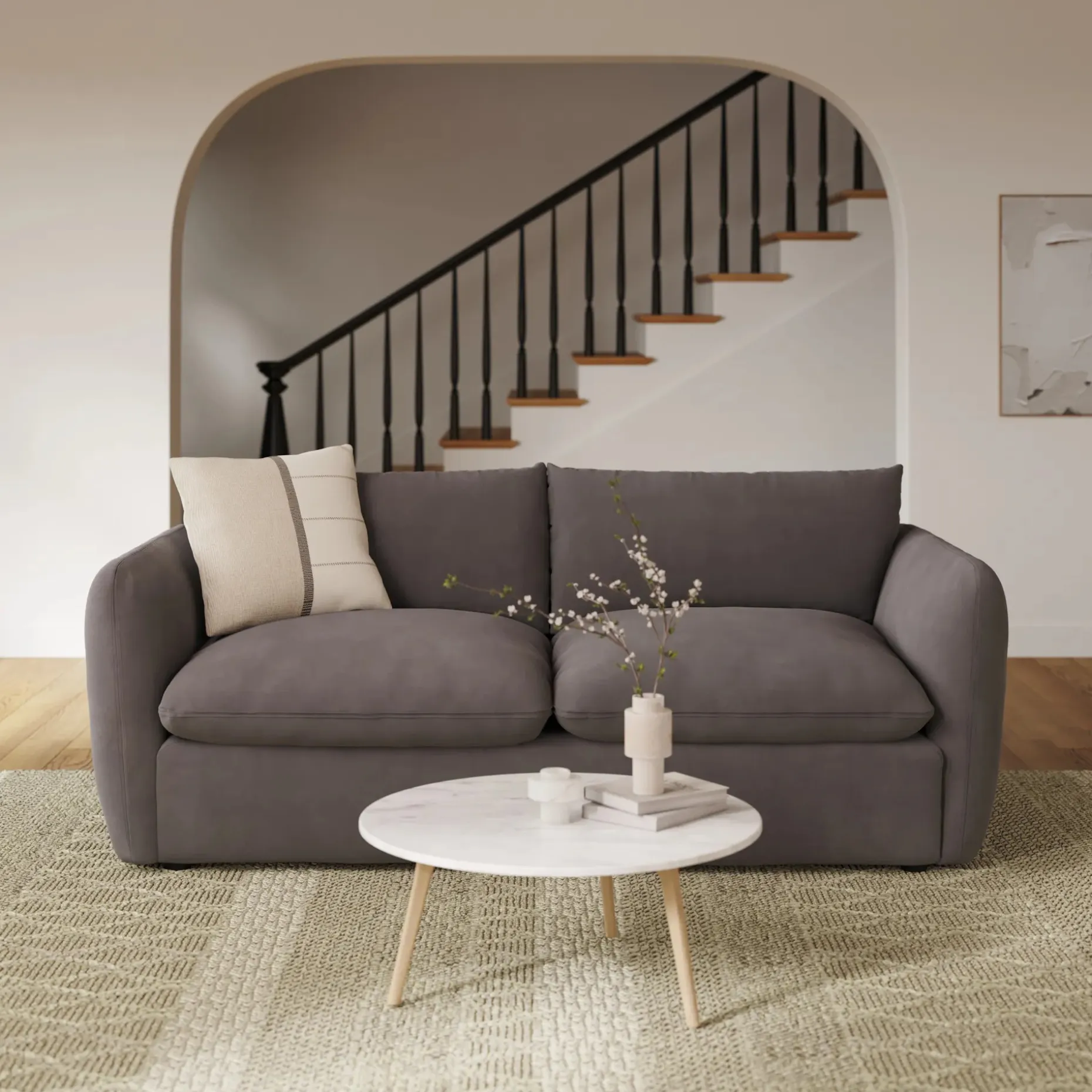 Leigh 86" Velvet Sofa Bed - Hale Warm Gray
