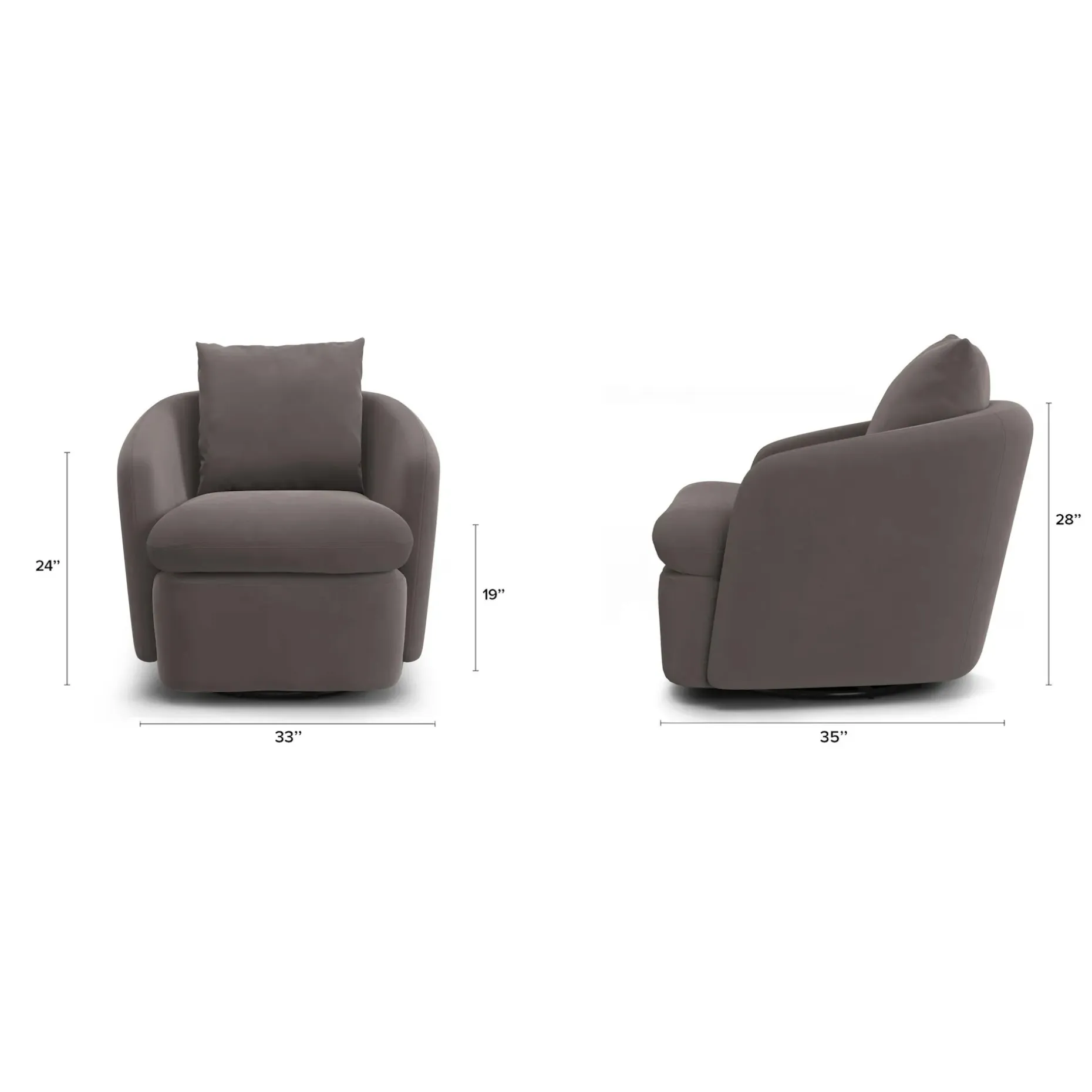 Leigh 33" Velvet Swivel Lounge Chair - Hale Warm Gray