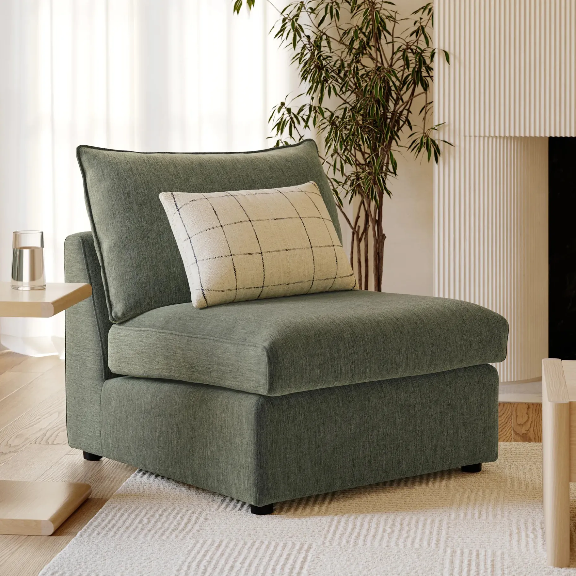 Lenae 32" Armless Chair Module - Eleos Green