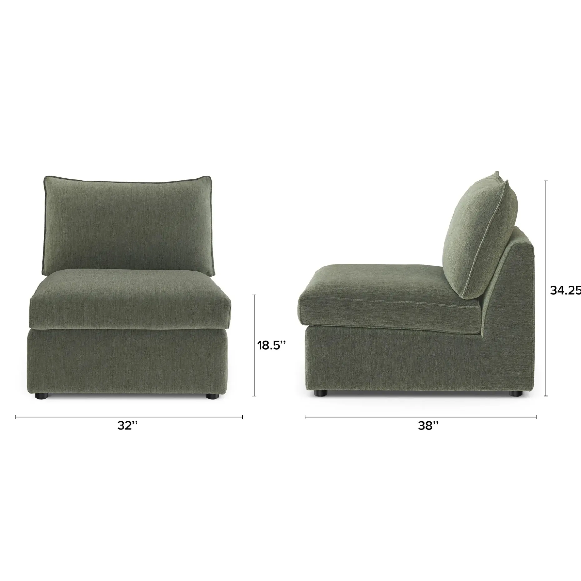 Lenae 32" Armless Chair Module - Eleos Green