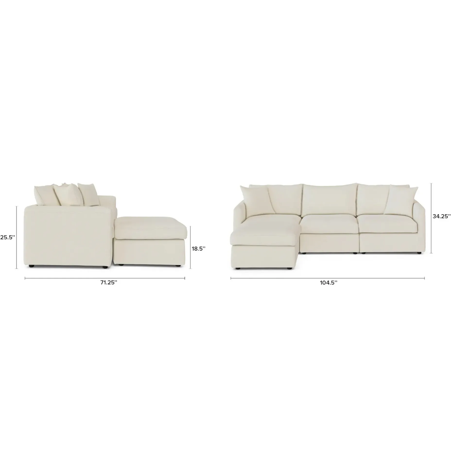 Lenae 104" Reversible Modular Sectional - Savoy Ivory