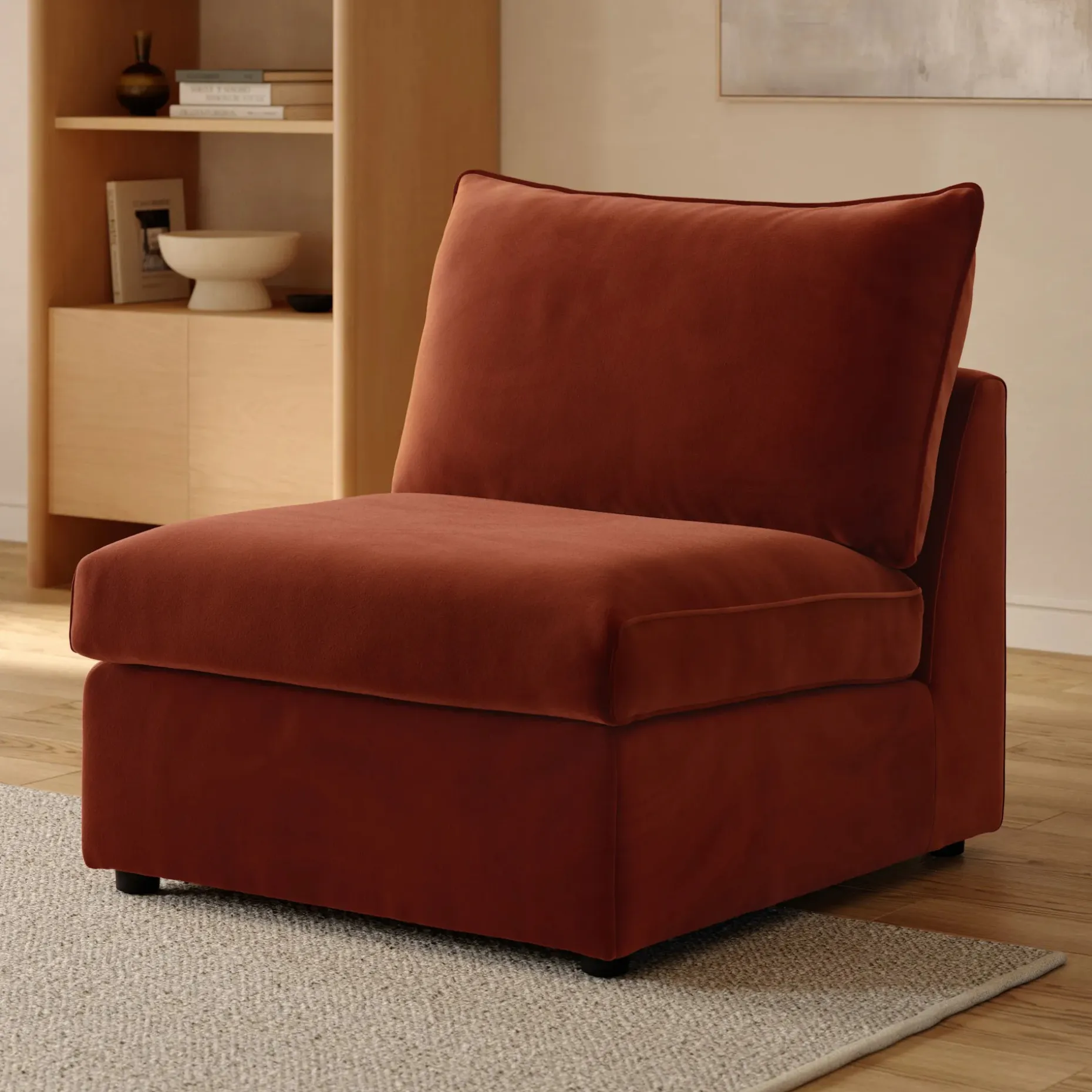 Lenae 32" Velvet Armless Chair Module - Hale Rust