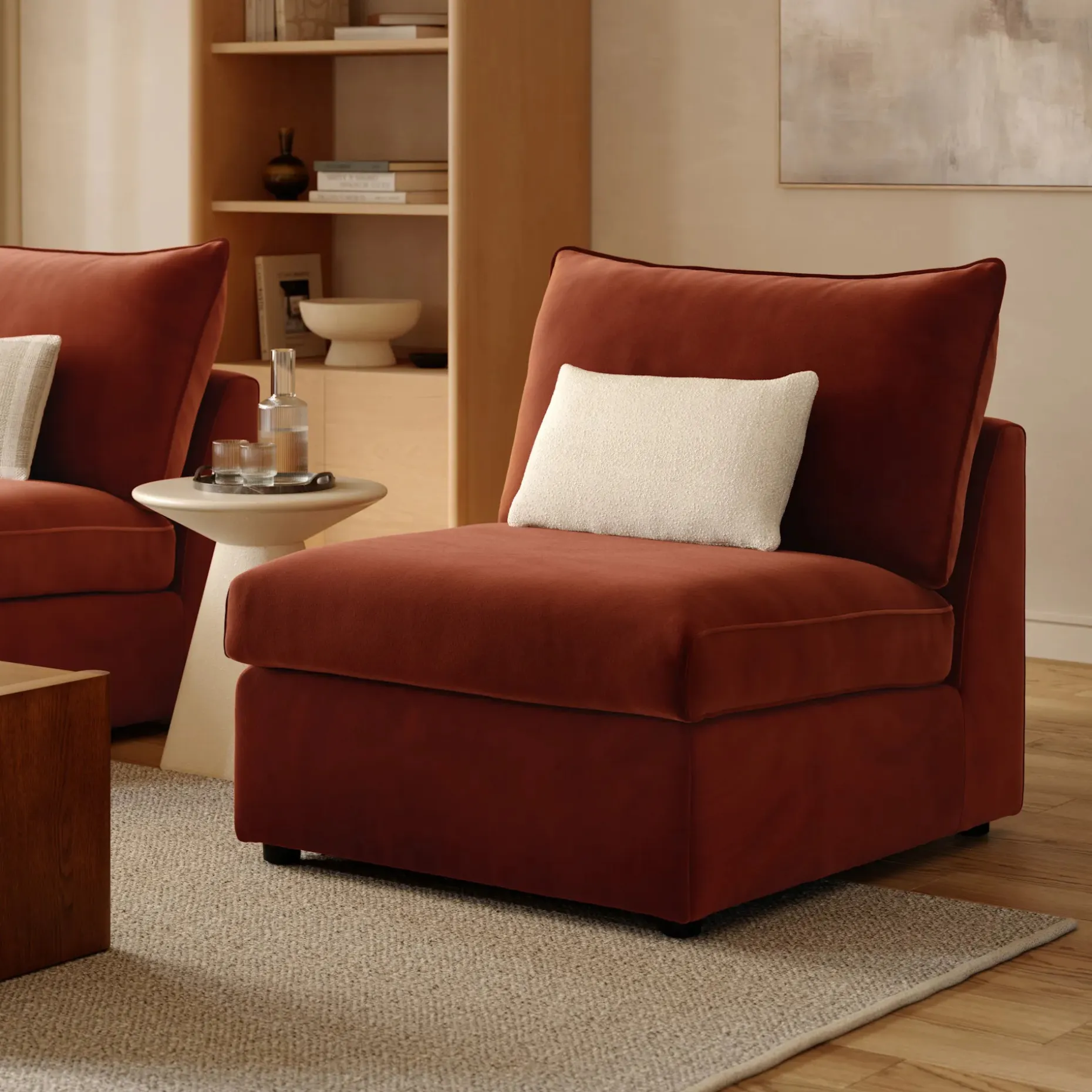 Lenae 32" Velvet Armless Chair Module - Hale Rust