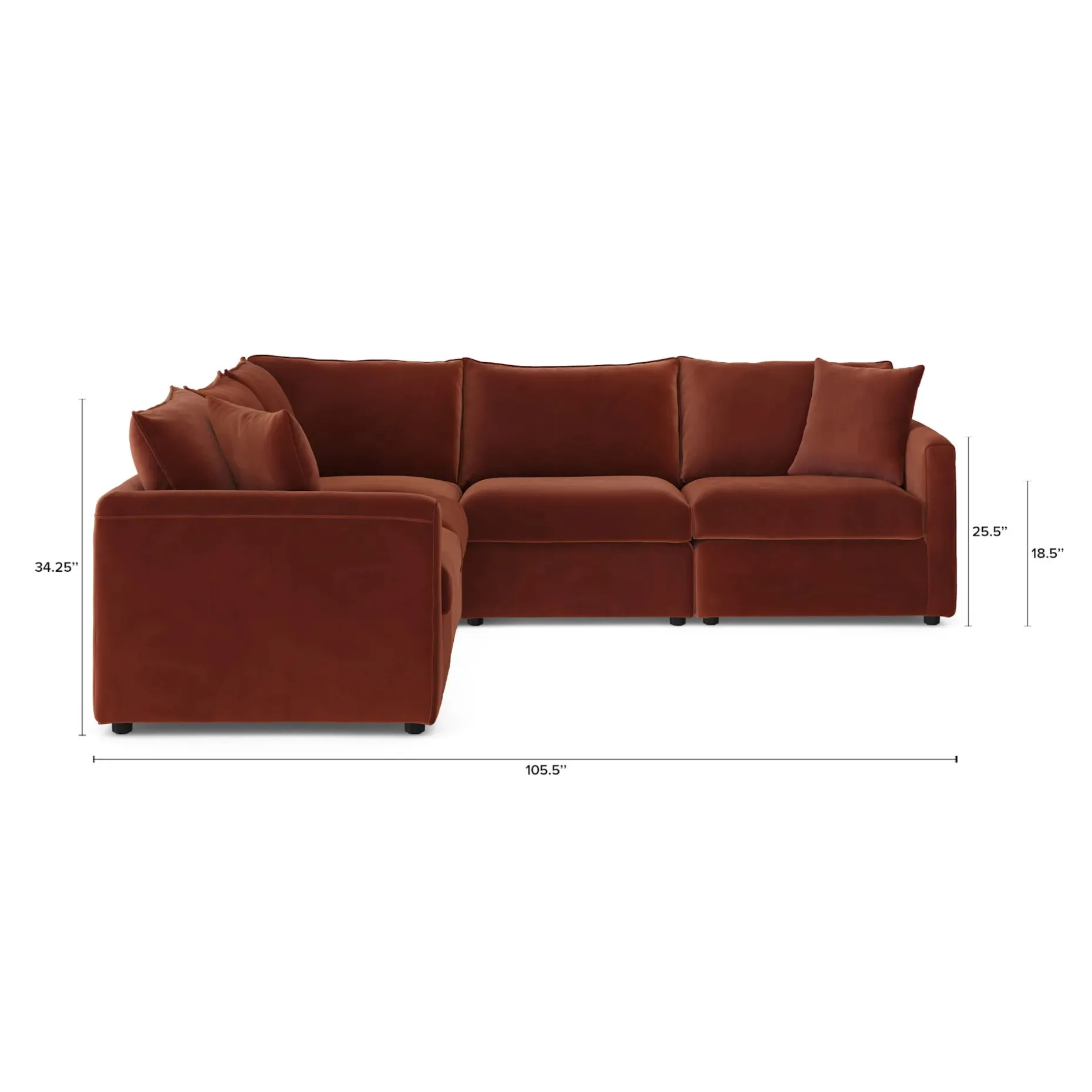Lenae 106" Velvet Corner Sectional - Hale Rust