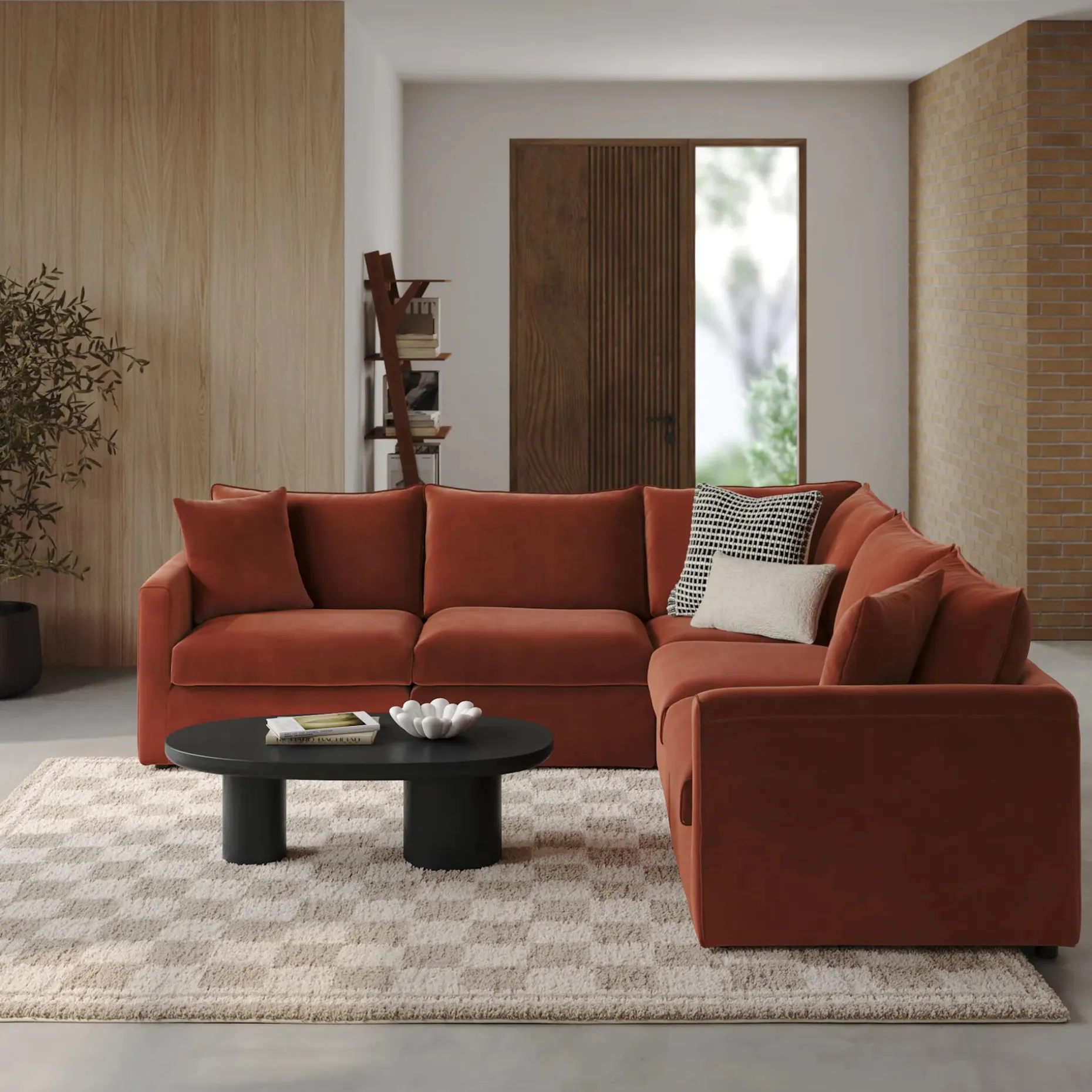 Lenae 106" Velvet Corner Sectional - Hale Rust