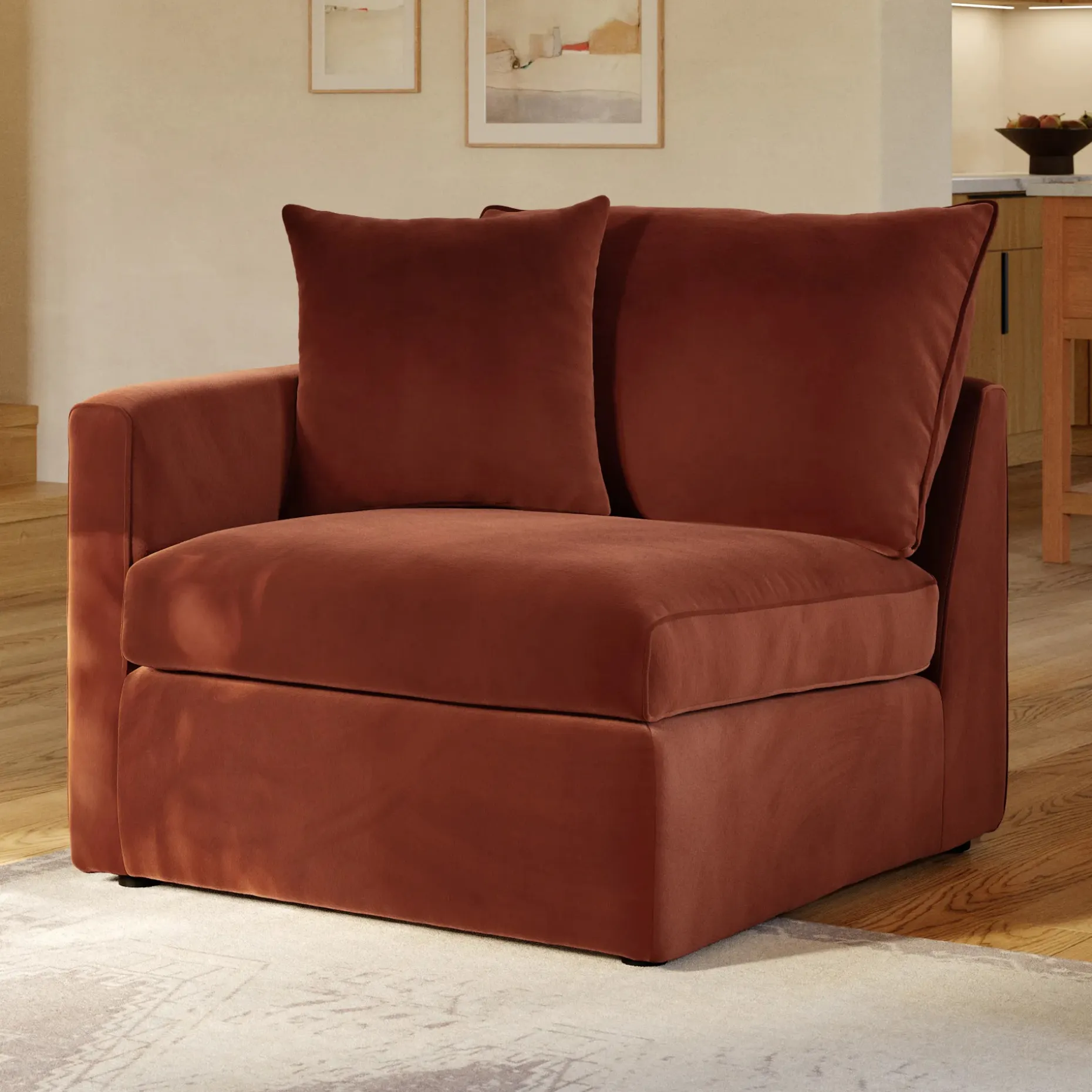 Lenae 36" Velvet Left Arm Module - Hale Rust