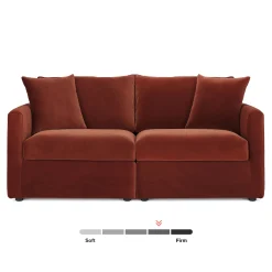 Lenae 72" Velvet Modular Loveseat - Hale Rust