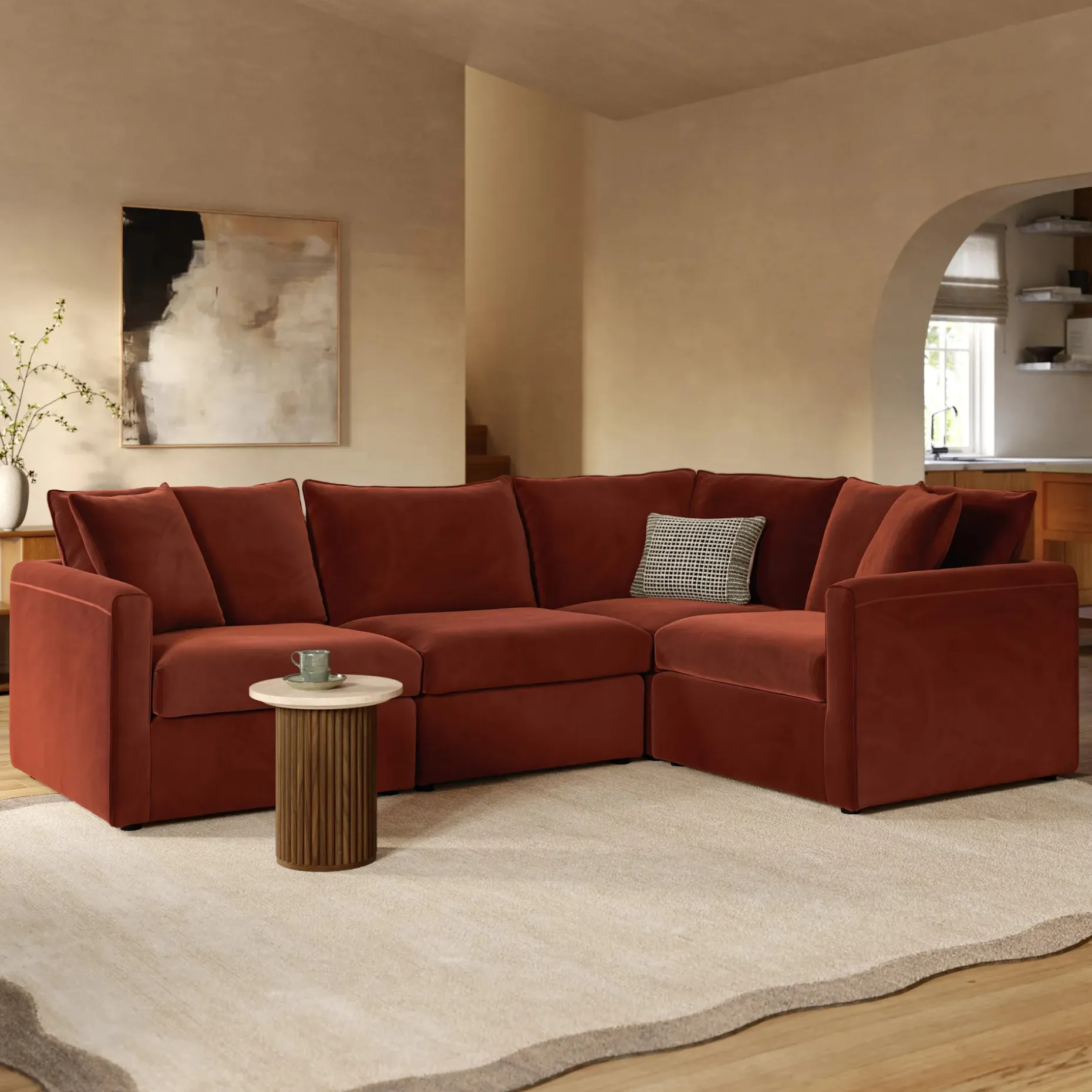 Lenae 106" Velvet Modular L-Shape Sectional - Hale Rust