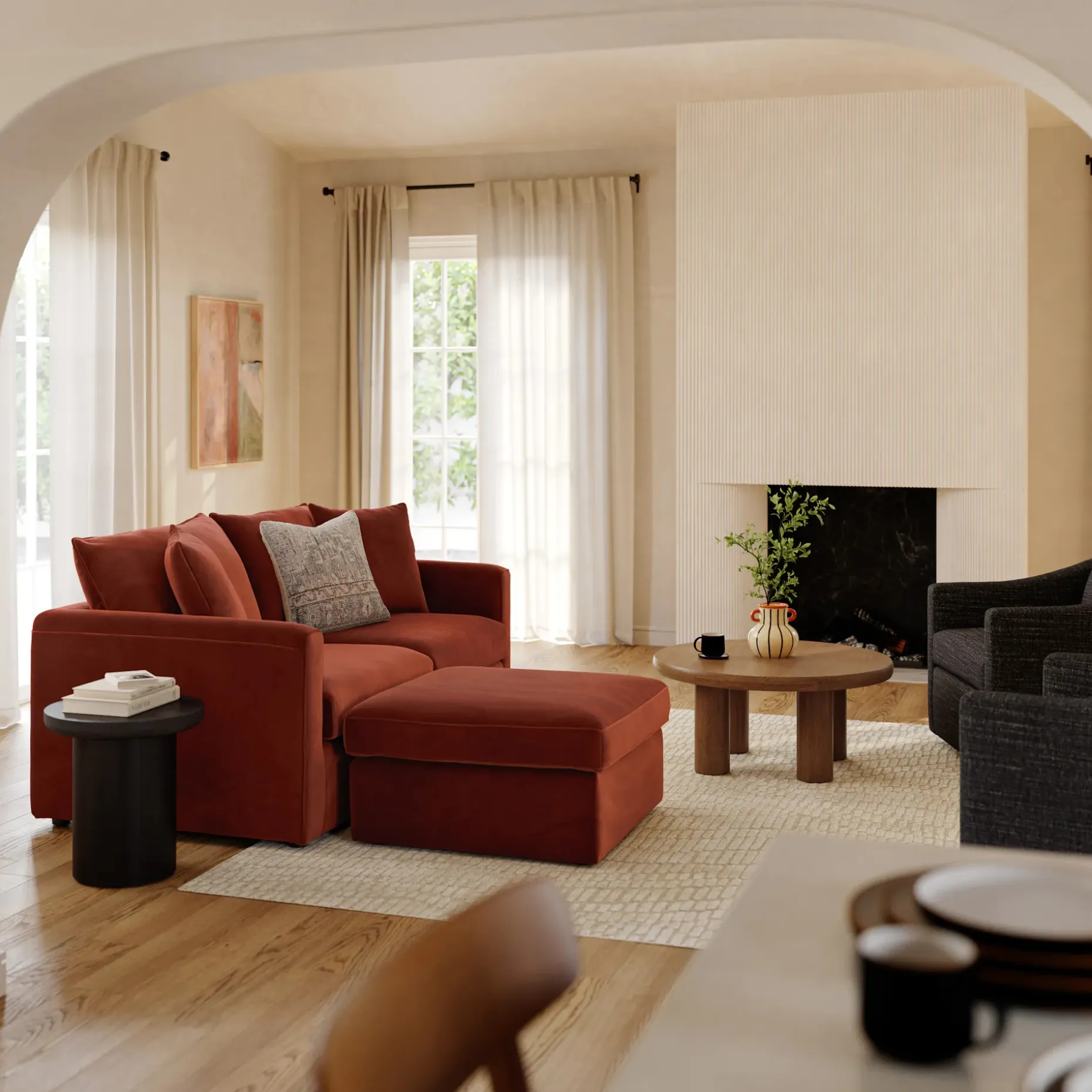 Lenae 72" Velvet Modular Sectional - Hale Rust