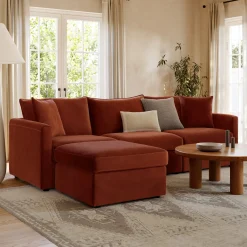 Lenae 33" Velvet Ottoman - Hale Rust