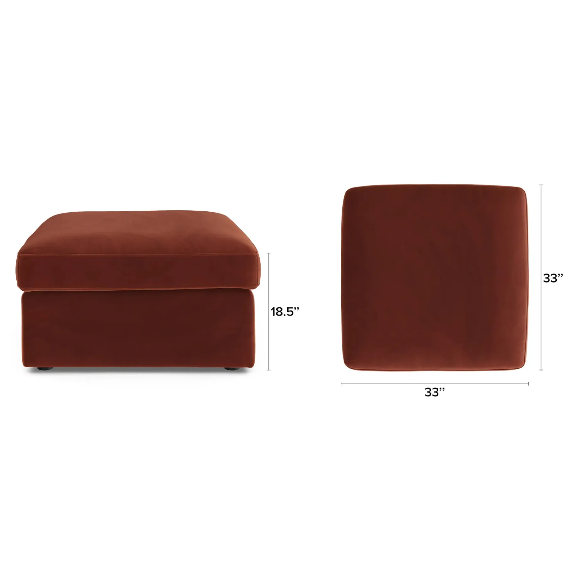 Lenae 33" Velvet Ottoman - Hale Rust
