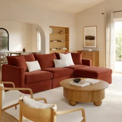 Lenae 104" Velvet Reversible Modular Sectional - Hale Rust