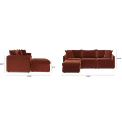 Lenae 104" Velvet Reversible Modular Sectional - Hale Rust