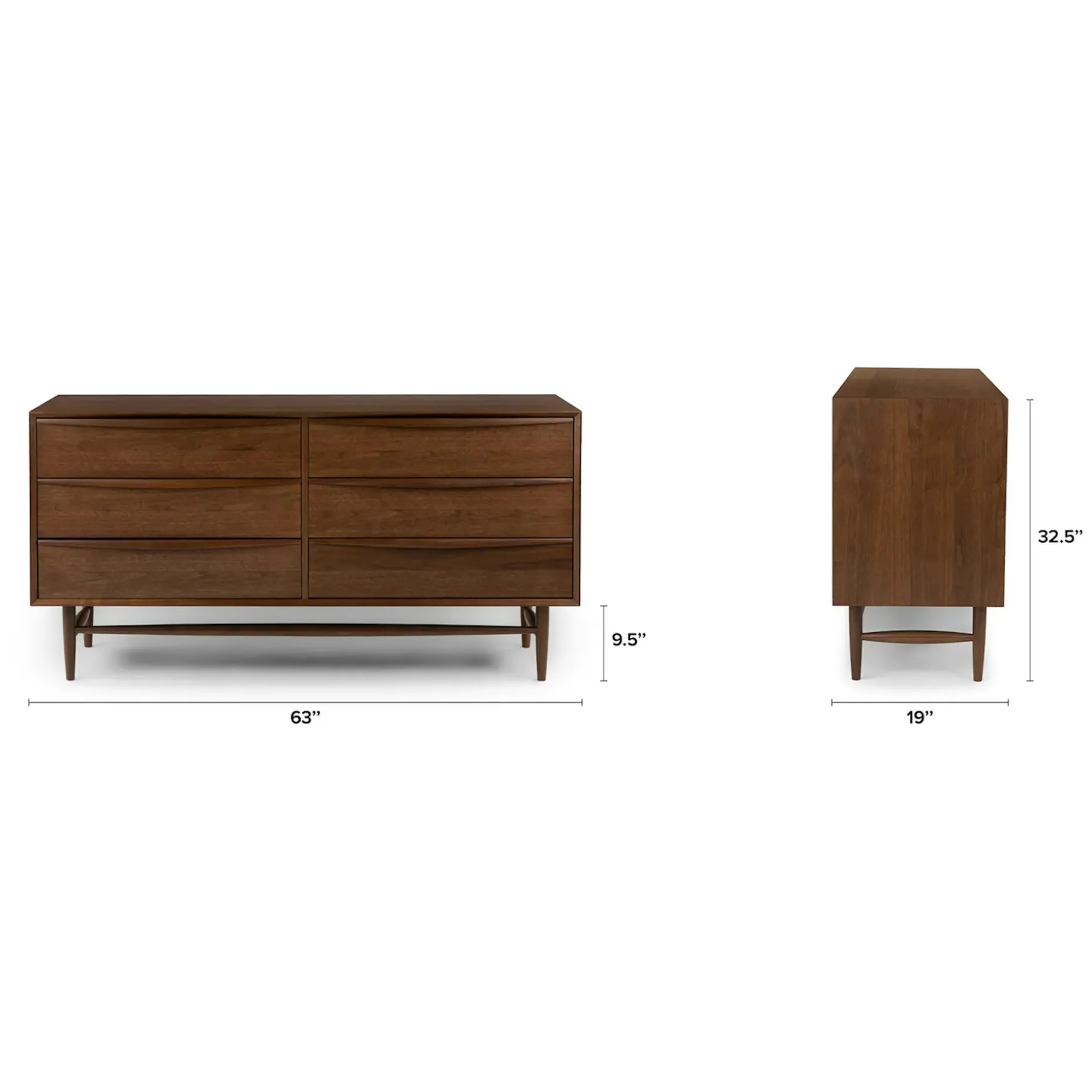Lenia 6-Drawer Double Dresser - Walnut