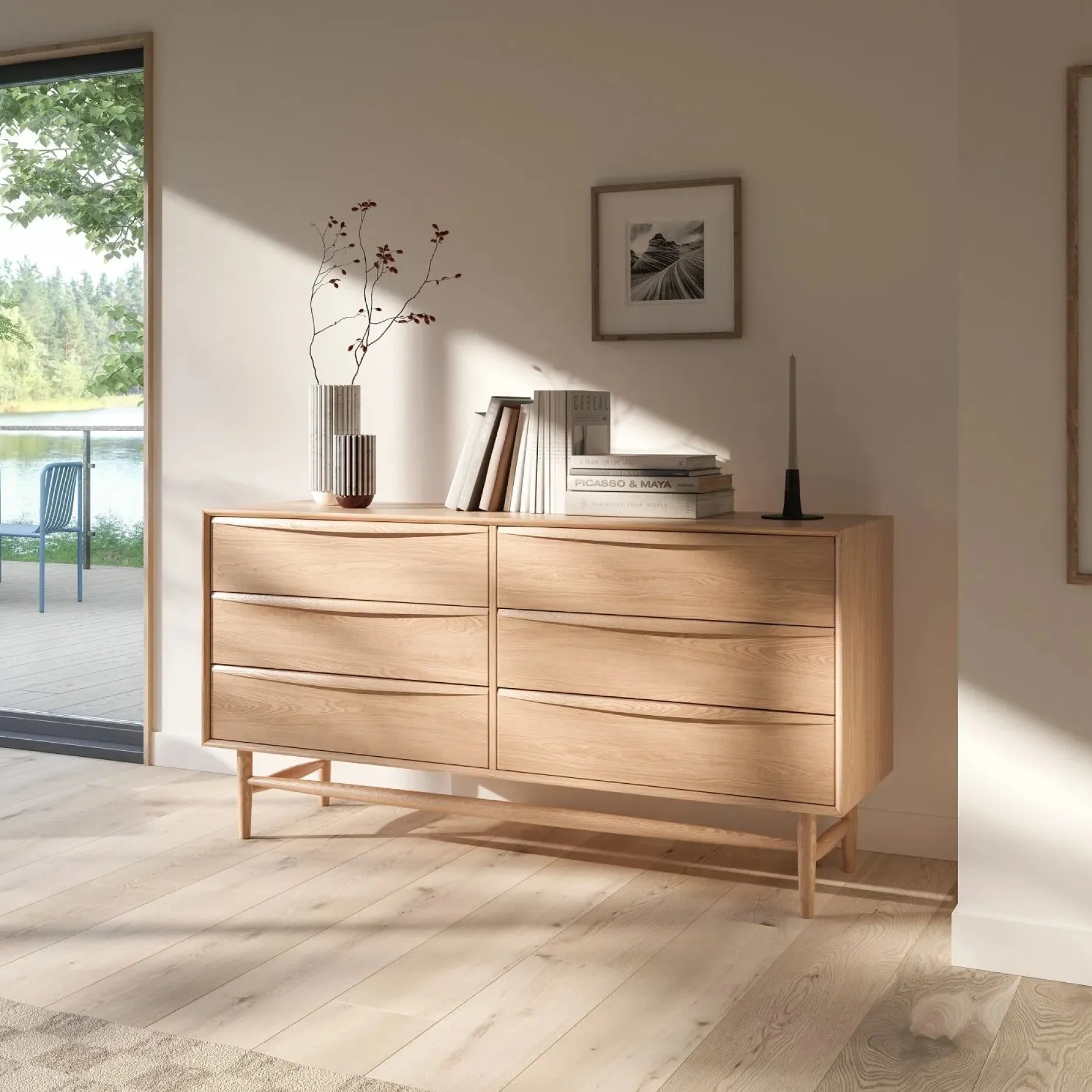 Lenia 6-Drawer Double Dresser - White Oak