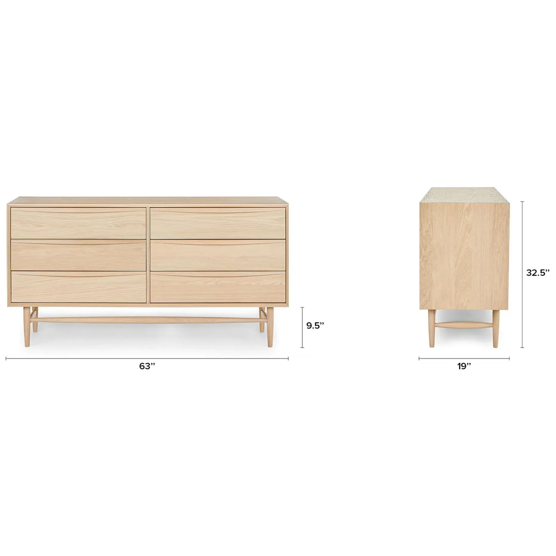 Lenia 6-Drawer Double Dresser - White Oak