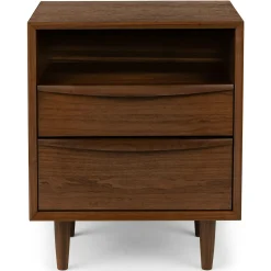Lenia 2-Drawer Nightstand - Walnut