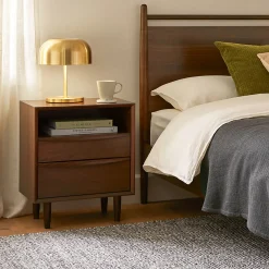 Lenia 2-Drawer Nightstand - Walnut