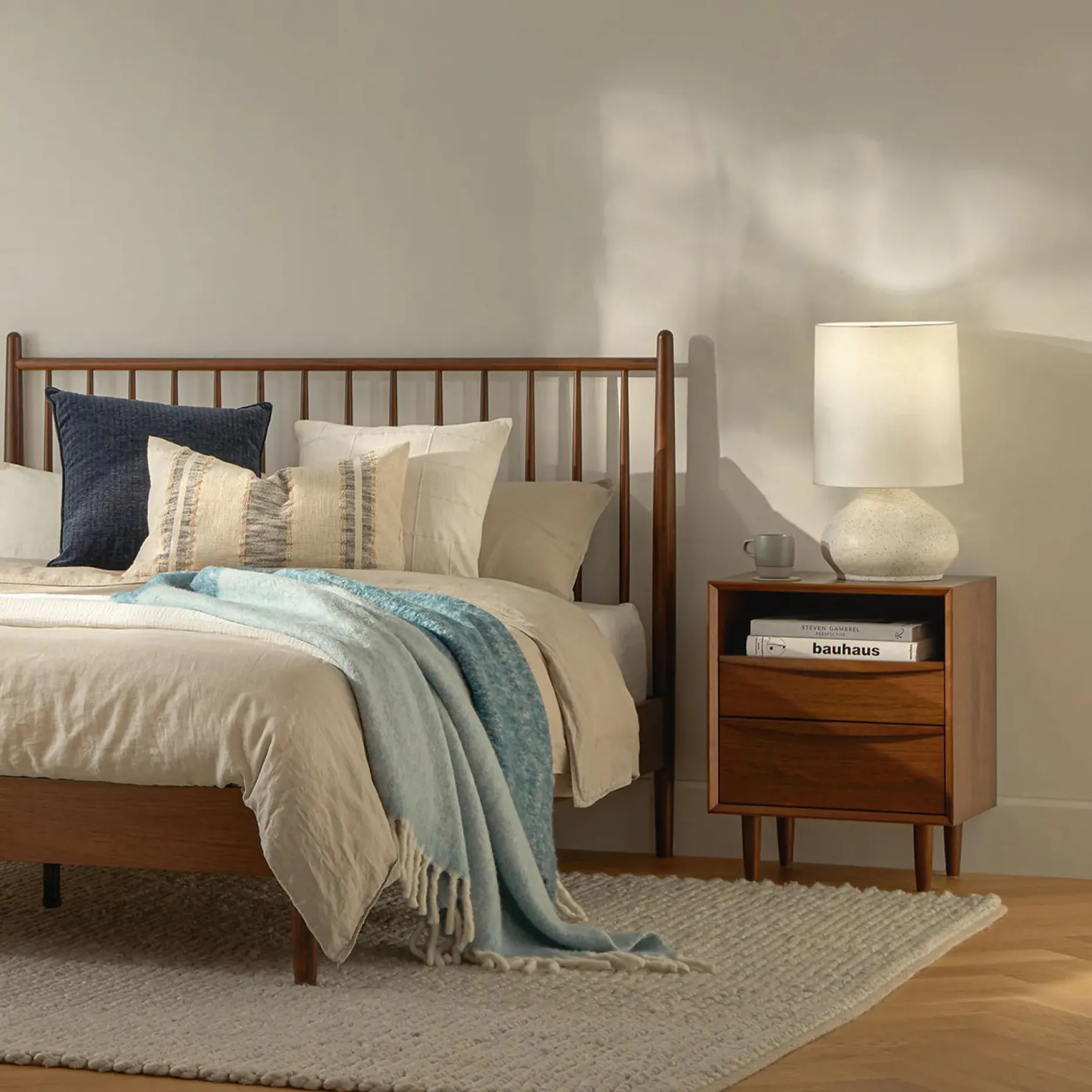 Lenia 2-Drawer Nightstand - Walnut