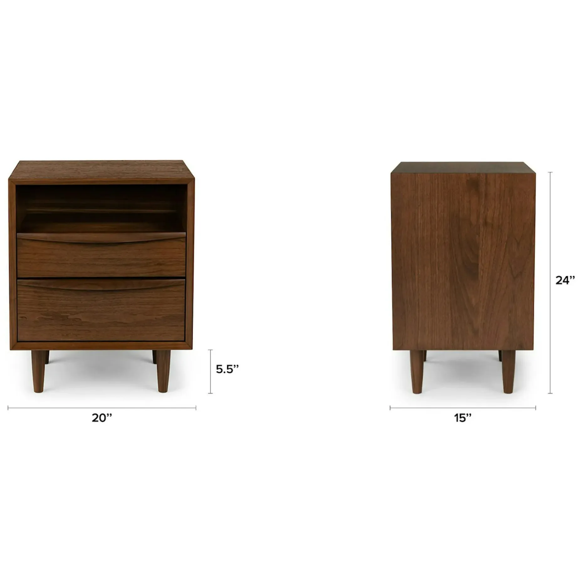 Lenia 2-Drawer Nightstand - Walnut