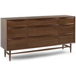 Lenia 9-Drawer Triple Dresser - Walnut