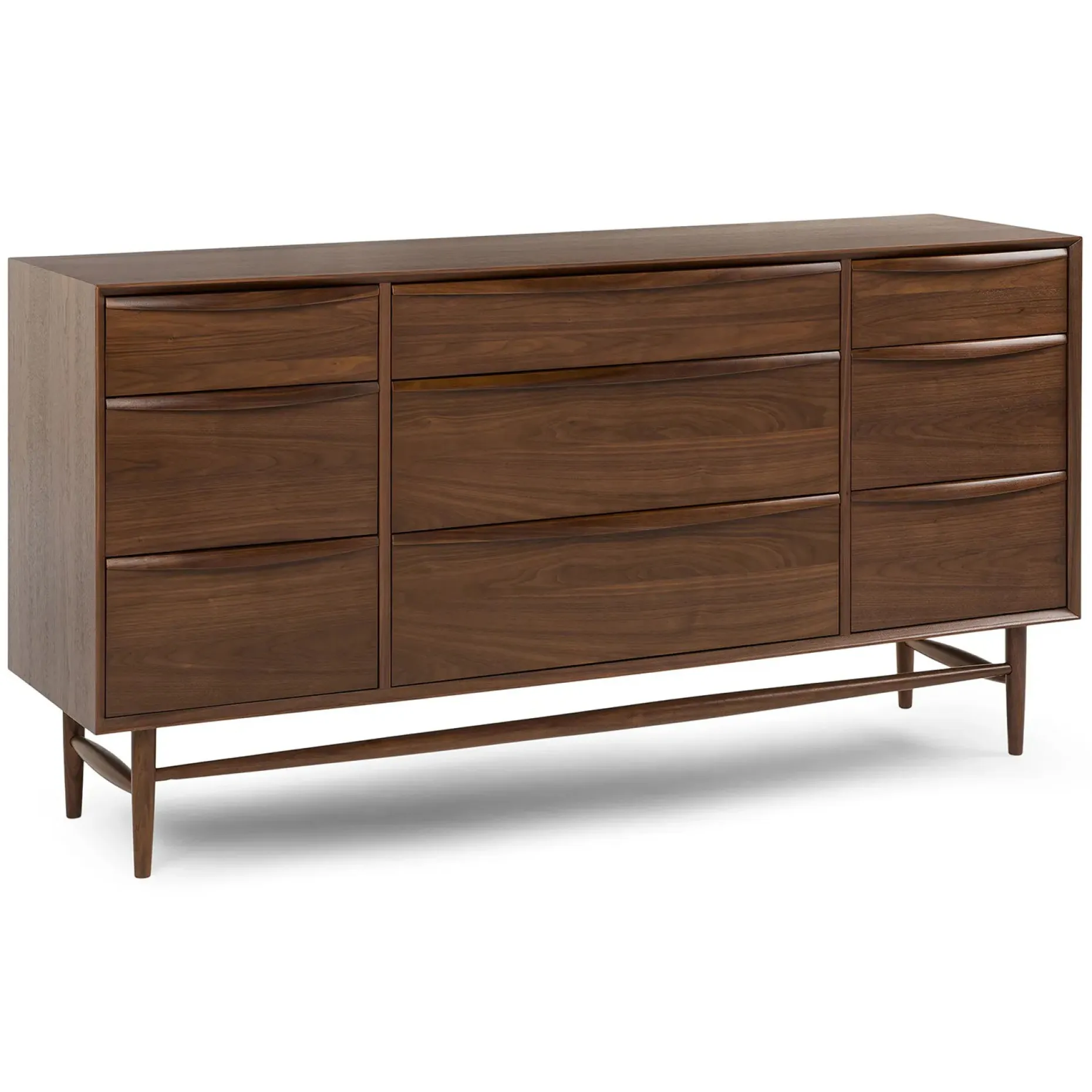 Lenia 9-Drawer Triple Dresser - Walnut