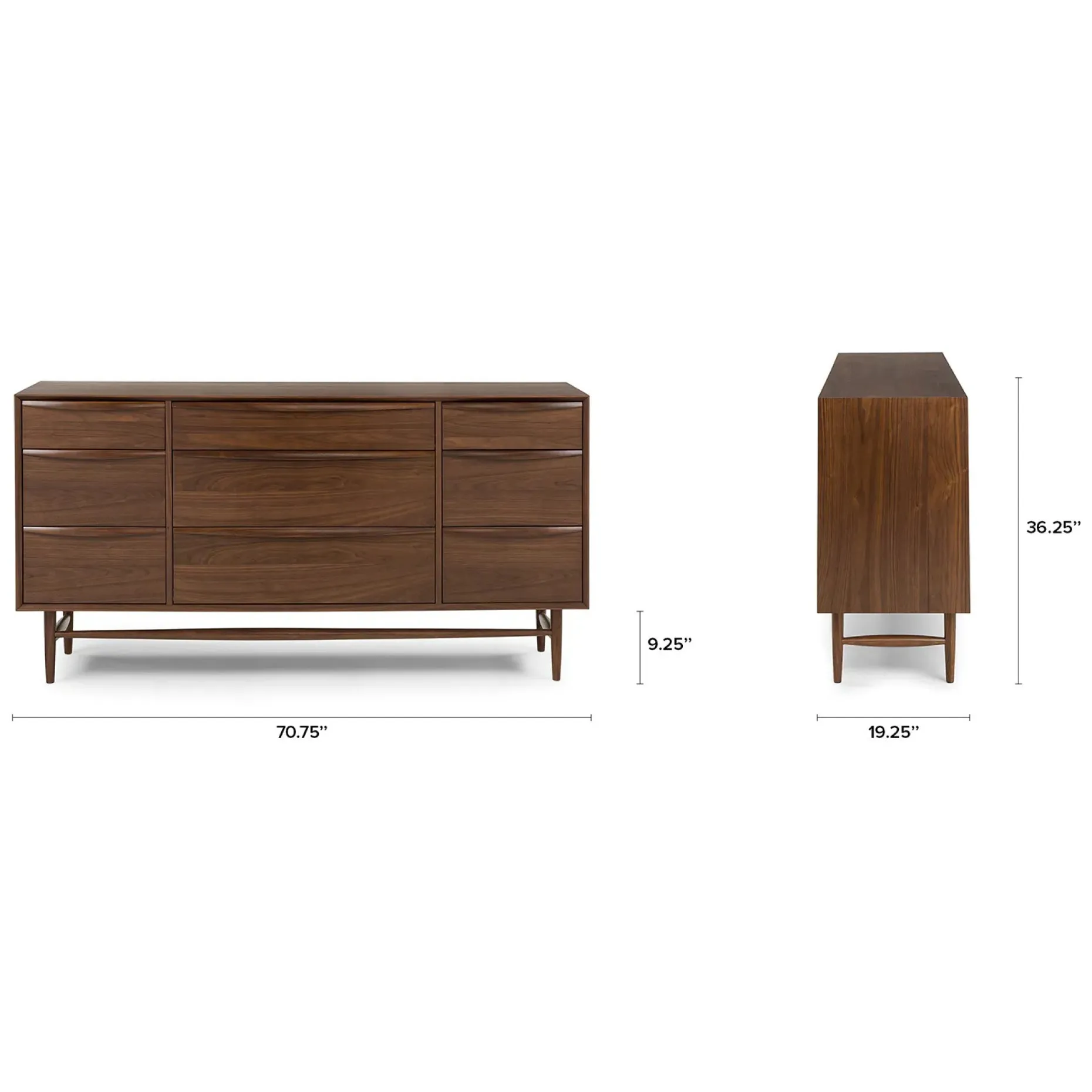 Lenia 9-Drawer Triple Dresser - Walnut