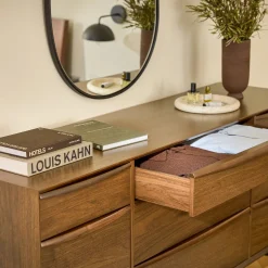 Lenia 9-Drawer Triple Dresser - Walnut