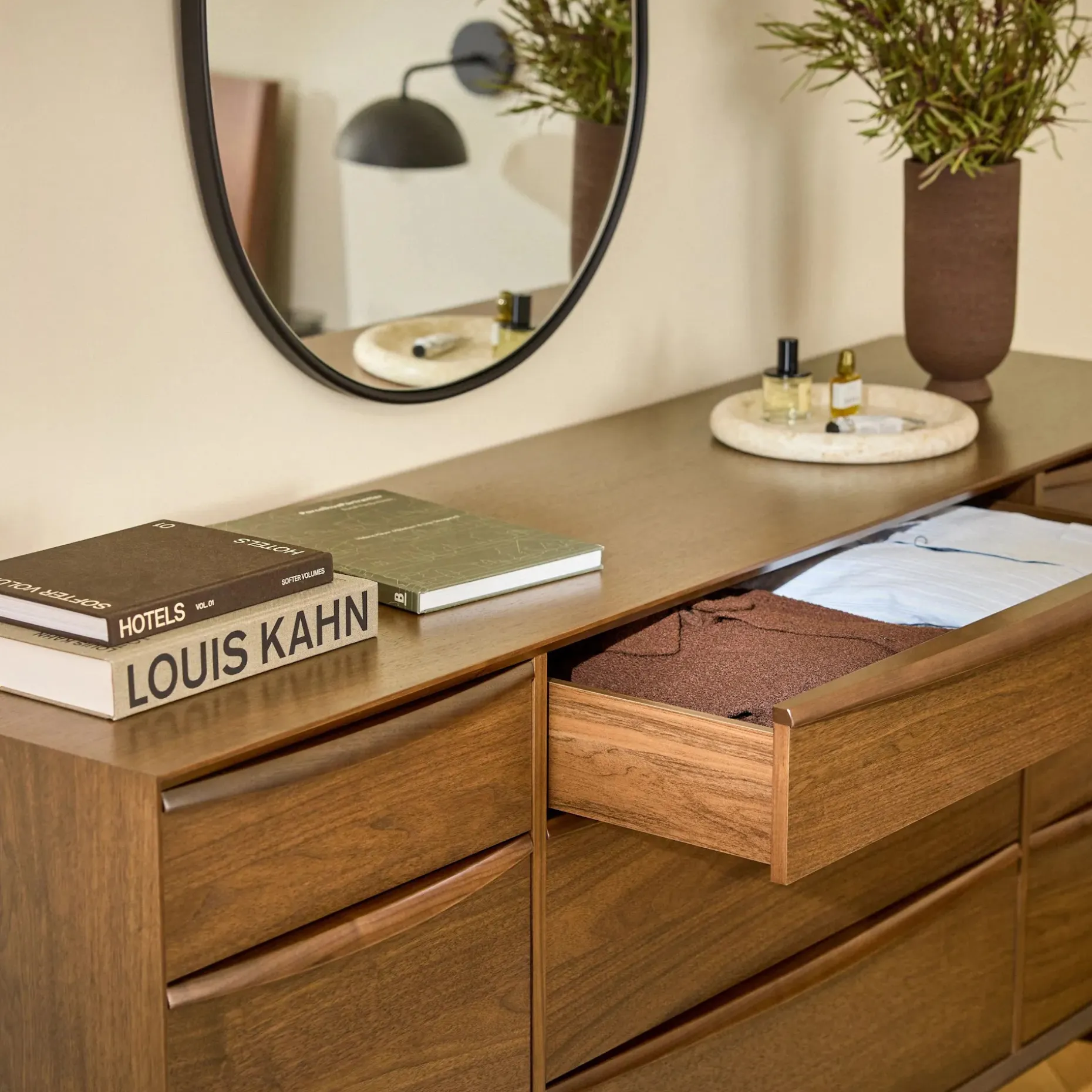 Lenia 9-Drawer Triple Dresser - Walnut