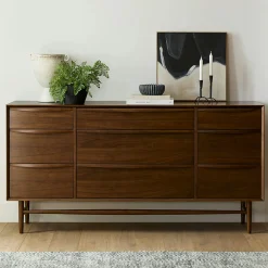 Lenia 9-Drawer Triple Dresser - Walnut