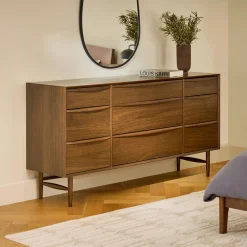 Lenia 9-Drawer Triple Dresser - Walnut