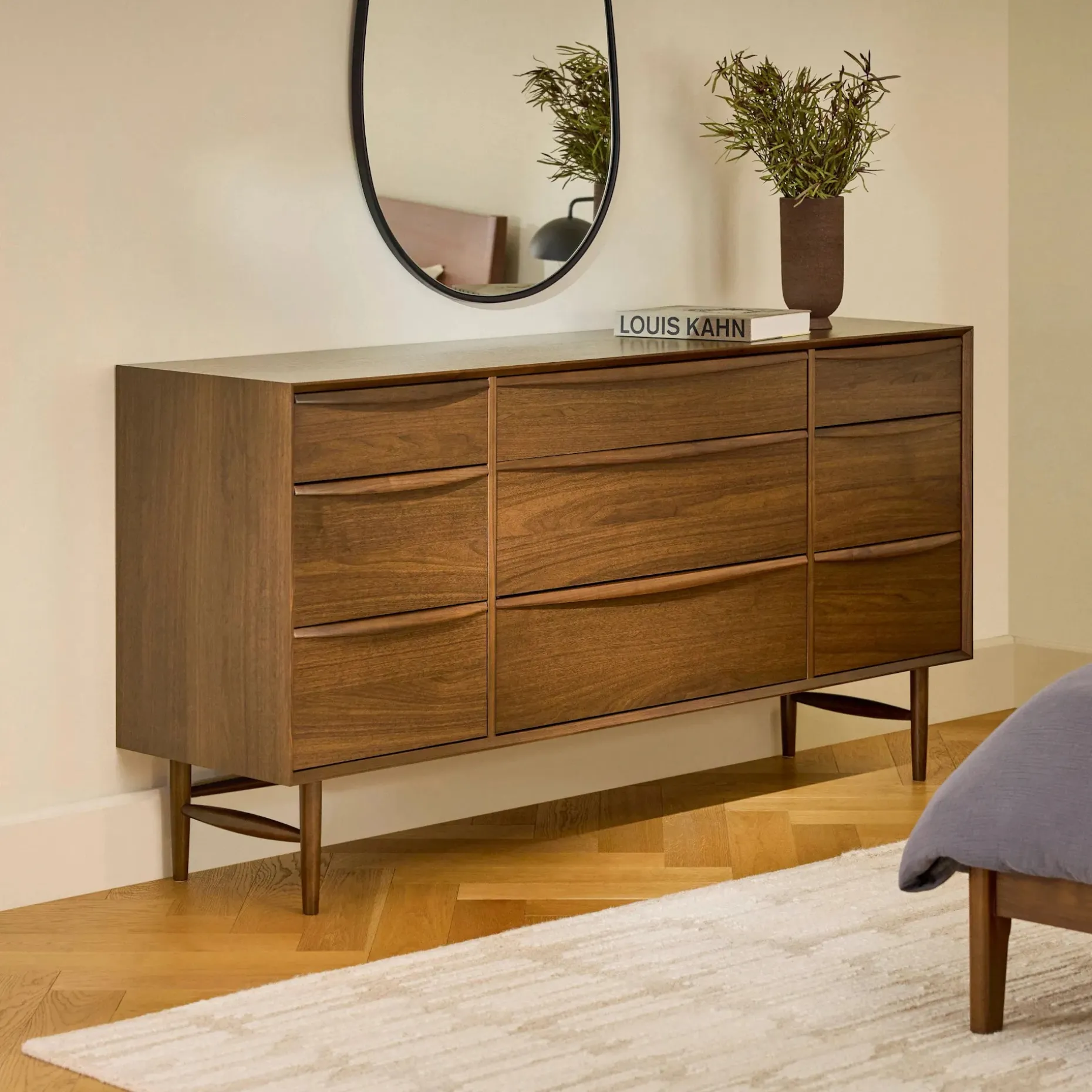 Lenia 9-Drawer Triple Dresser - Walnut