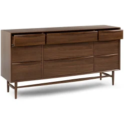 Lenia 9-Drawer Triple Dresser - Walnut