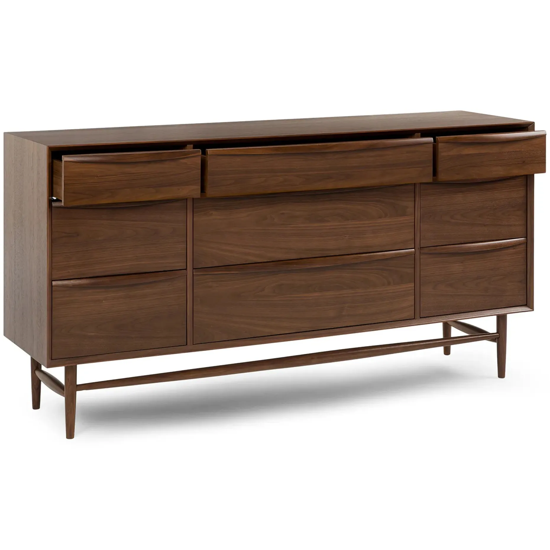 Lenia 9-Drawer Triple Dresser - Walnut